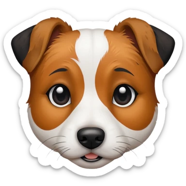 Strävhårig jack russel med svarta öron resten helt vit sticker