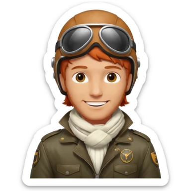 renard aviateur, casque en cuir, écharpe blanche, blouson aviateur sticker