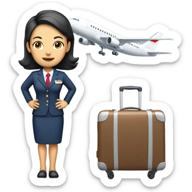 asian FLIGHT ATTENDANT WITH A LUGGAGE, no hate sticker