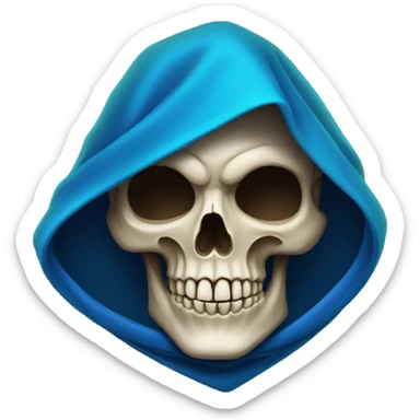 skull wearing blue hood and cloak sticker