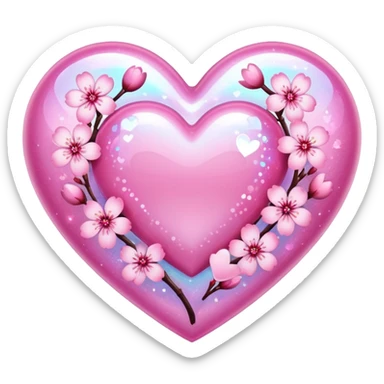 sakura heart with a holographic effect sticker