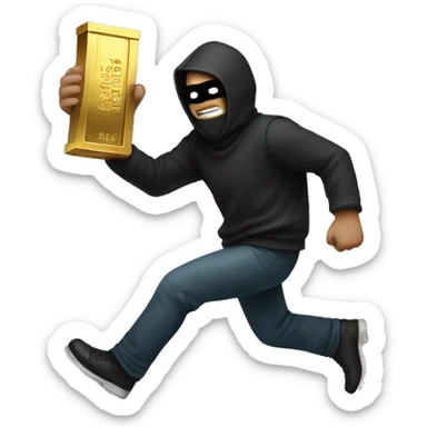 Robber getting away with gold bars sticker