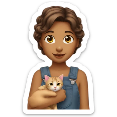 Une petite fille avec un chaton sticker