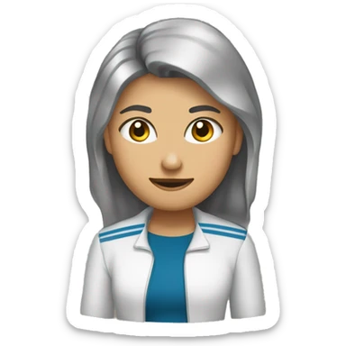 Девочка с  черными волосами, бледно белое лицо, голубые глаза, в розовой кофточке с рисунком мишки на ней, показывает сердце  sticker