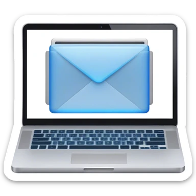 Create an emoji representing blogging. The design should feature an open laptop or tablet with a visible blog post on the screen. Use professional colors like blue, gray, and black. Make the background transparent. sticker