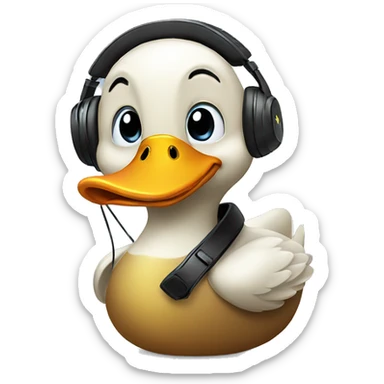 duck listening with headphone sticker