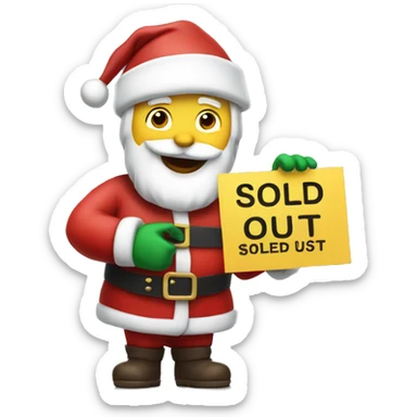 Santa holding sold out sign sticker