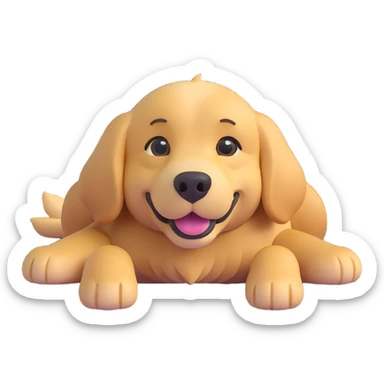 adorable golden retriever lying face up sticker
