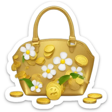 purse with gold coins and flowers sticker