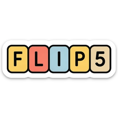 minimalist logo flip5 with each letter in a separate rounded corner box, boxes look like slides, clean lines, modern style, neutral colors sticker