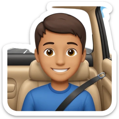 smiling boy in car interior sticker