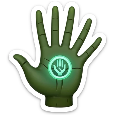 forest character hand out stop gesture glowing rune palm sticker