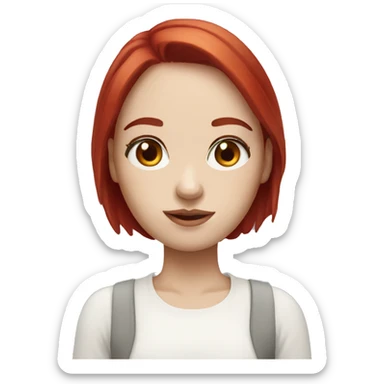 Girl with white skin and cherry red hair and brown eyes sticker