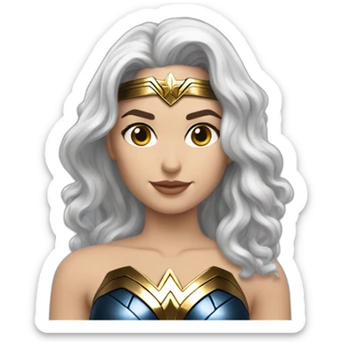 Wonder woman cheveux courts et argentés sticker