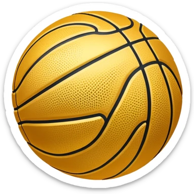 basketball with luxury gold metallic surface instead of orange, black lines pattern of a basketball sticker