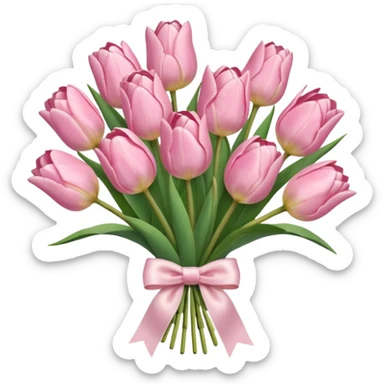 light pink tulip bouquet with light pink bow sticker