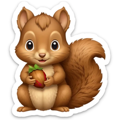 baby squirrel hold a acorn sticker