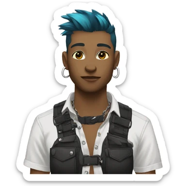 Anthro Punk Fursona Shirt Chest Harness  sticker