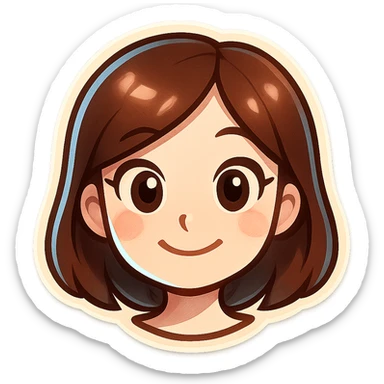 cute girl in Telegram sticker style, very pale skin, neat facial features, large expressive eyes, soft smile, light blue glow around head, hint of digital nature, white background, head only without neck sticker