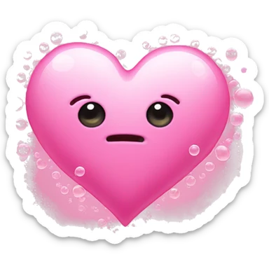 a cute pink heart made of bubbles with no face sticker