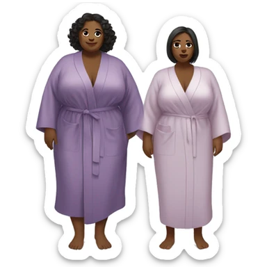 two plus size women in robes, cute. aesthetic sticker