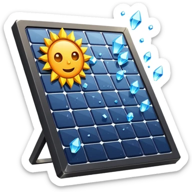 solar panel with hailstones bouncing off sticker