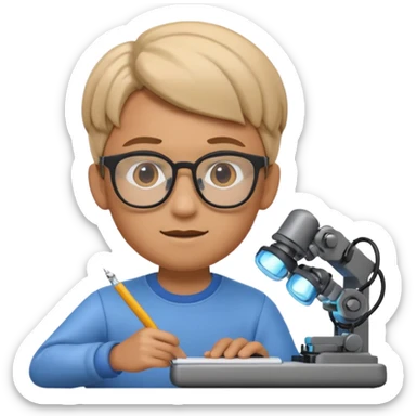 A 3D emoji with a Memoji style that the depicts a person who is learning to become a mechatronic as his highchool extended profile. He is a young boy in a highschool age. sticker