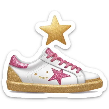 Golden goose with pink glitter star sneakers sticker