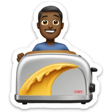 A toaster surfing sticker