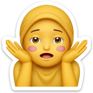 Yellow Standard emoji blushing and completely covering face with hands because they are flustered and embarrassed, face is very flushed sticker