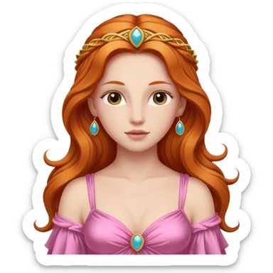 Venus, Love Goddess from Rome Mythology with long ginger hair, pink outfit sticker