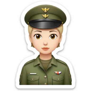 female soldier with short hair sticker