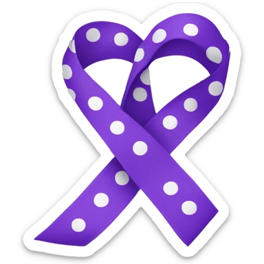 purple reminder ribbon with white polka dots on one side sticker