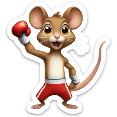 A mouse boxing a squirrel in a boxing ring sticker