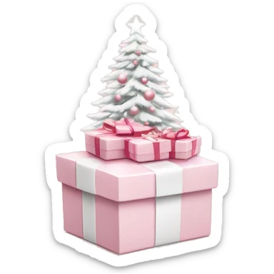 Light pink Christmas gifts under a white Christmas tree  sticker