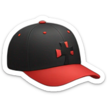 Red baseball cap with black cross in the middle sticker