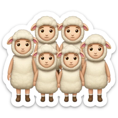Quero 5 pessoas vestidas de ovelhas sticker