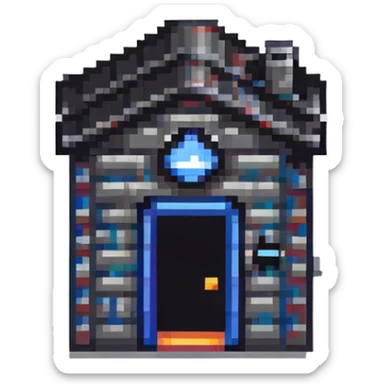 tiny simple police station building icon, modern colors, minimal details, small size sticker