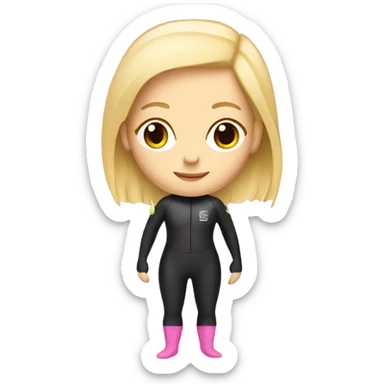 Scuba diver girl blonde hair pale pink wetsuit and fins sticker