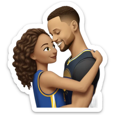 Steph Curry, hugging short lightskin woman in designer clothes sticker