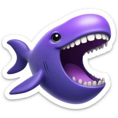 purple whale with open mouth sticker