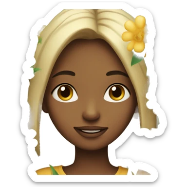 A girl who loves flowers but has difficulty seeing sticker