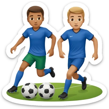 two brothers playings soccer in a park
 sticker