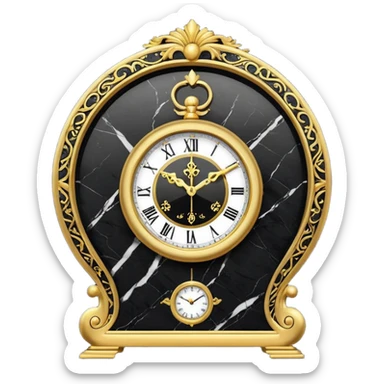 Black marble with gold stone Clock sticker