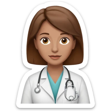 brown hair caucasian female physician older sticker