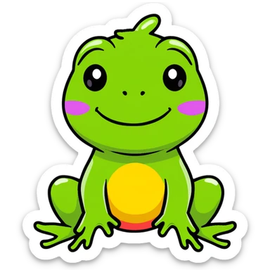 A cartoon frog that’s rainbow colored sticker