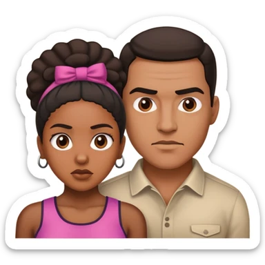 Hispanic man and black woman squaring up sticker