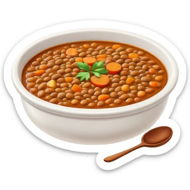 Cinematic Realistic Dal Dish Emoji, featuring a hearty lentil stew with aromatic spices rendered with lifelike textures and warm, comforting lighting. sticker