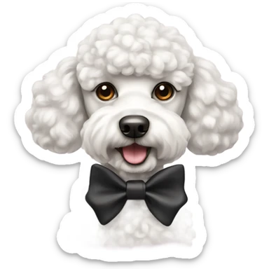 White poodle with bow tie sticker