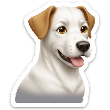 white dog have brown ear with mungbean sticker